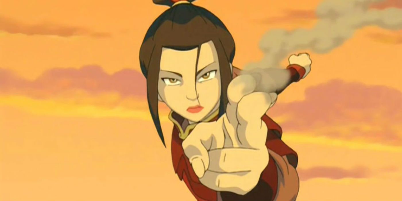Azula with smoke coming out of her fingers in Avatar: The Last Airbender