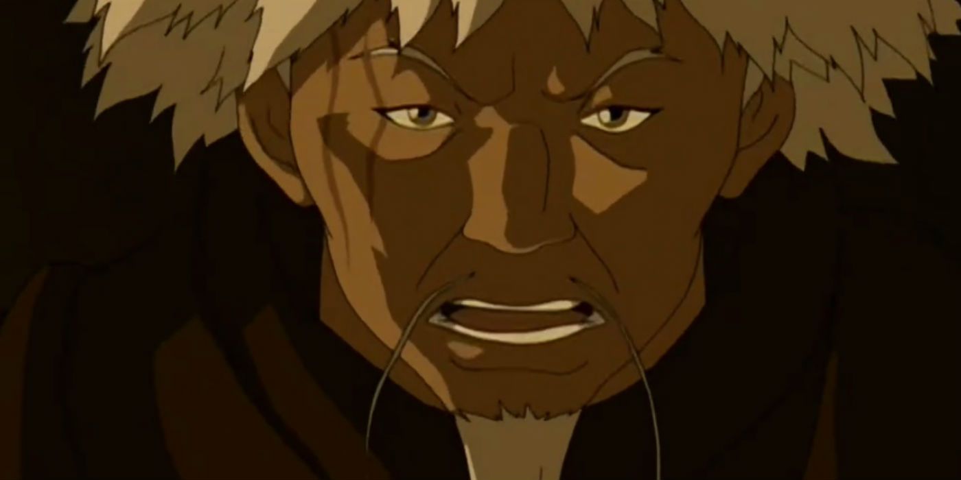 Jeong Jeong in Avatar: The Last Airbender with an open mouth.