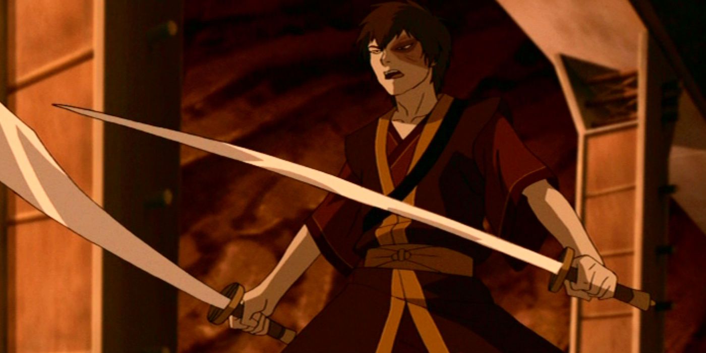Zuko holding two swords in Avatar: The Last Airbender