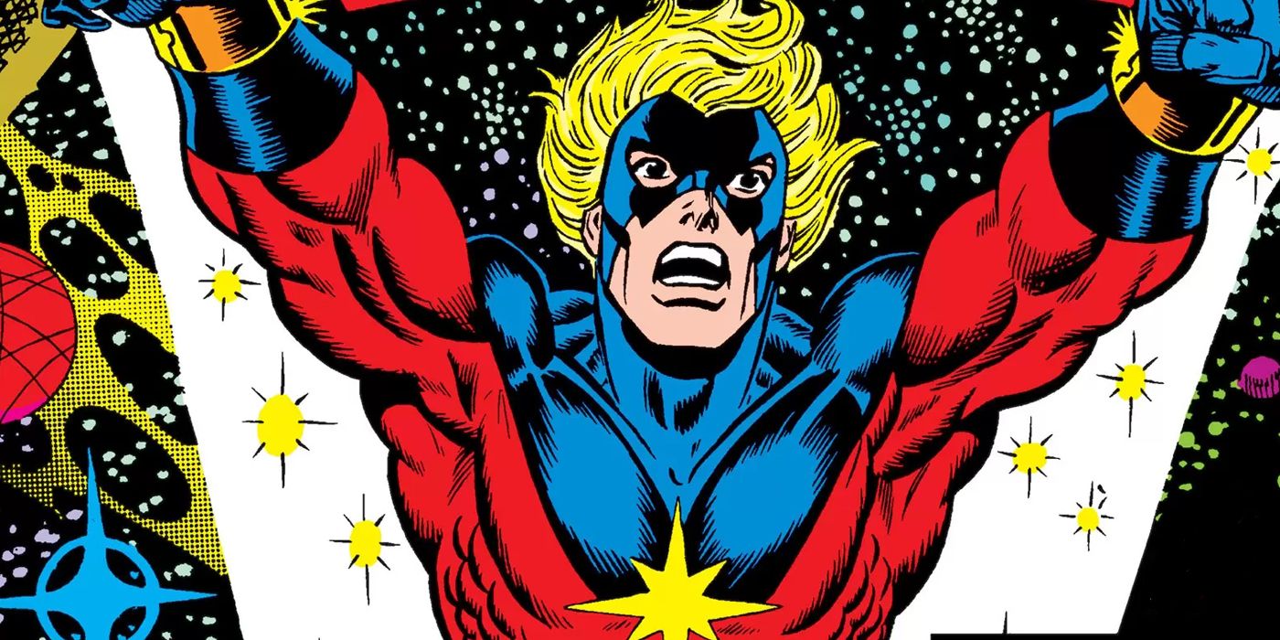 Captain Mar-Vell flying through space.