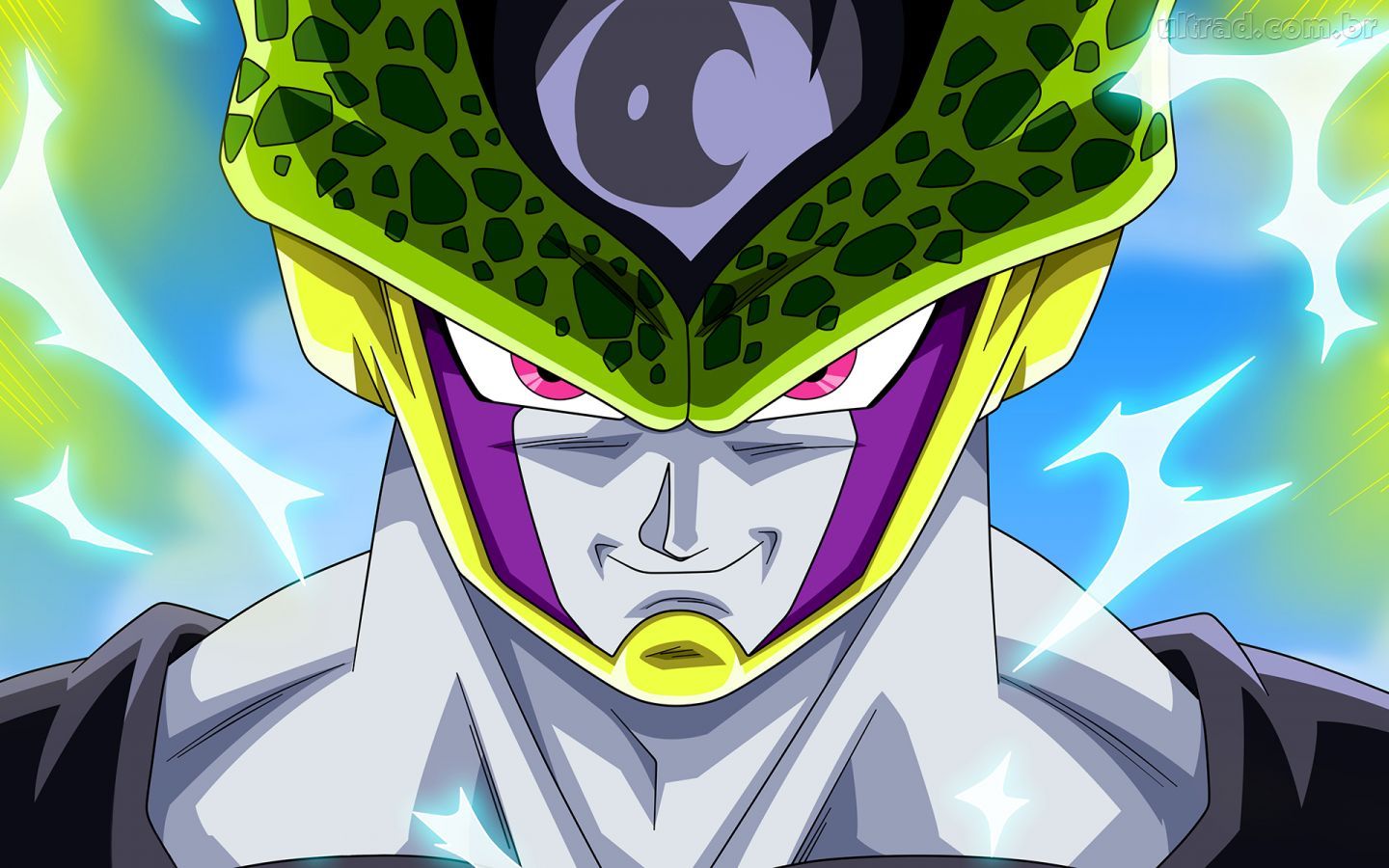 Cell demonstrando o poder de sua forma perfeita durante Dragon Ball Z