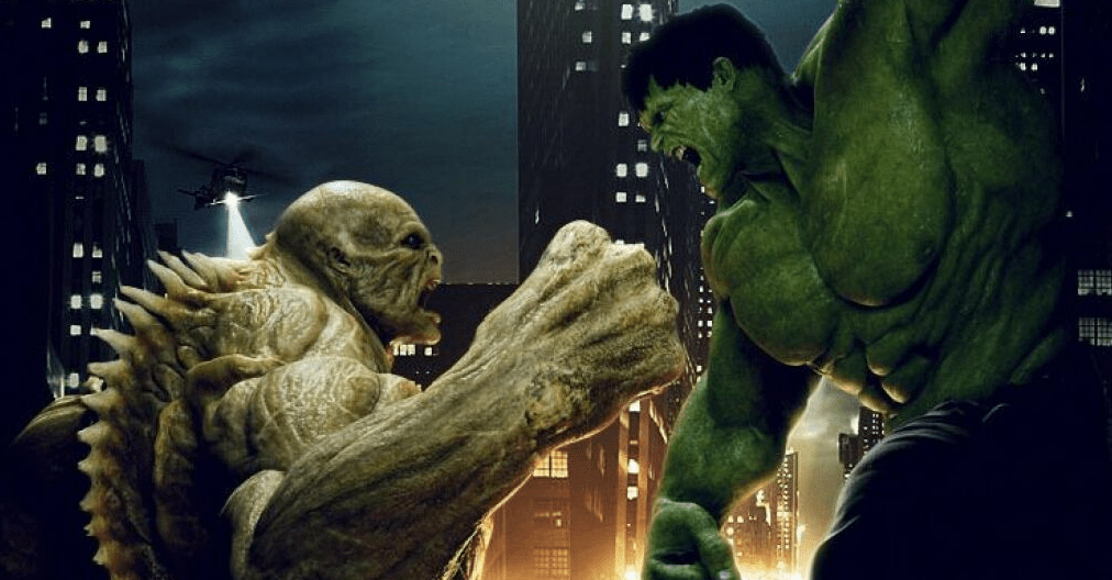 The Hulk and Abomination face off in the MCU's Incredible Hulk movie