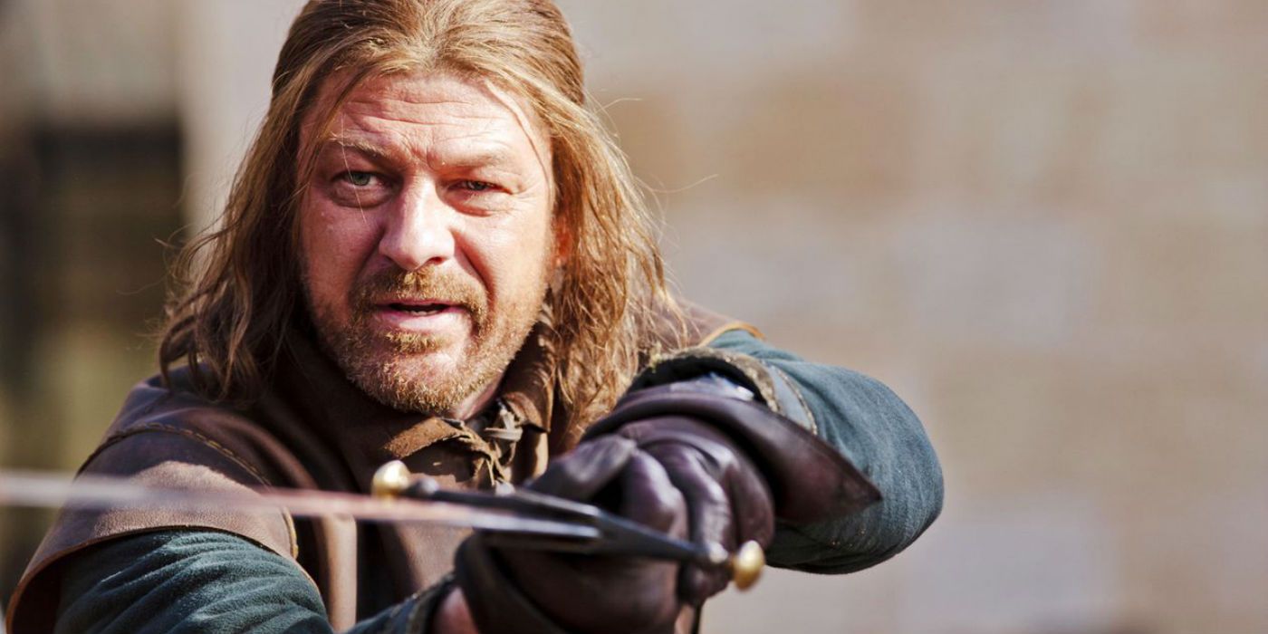 Ned Stark wielding his valyrian greatsword in Game of Thrones