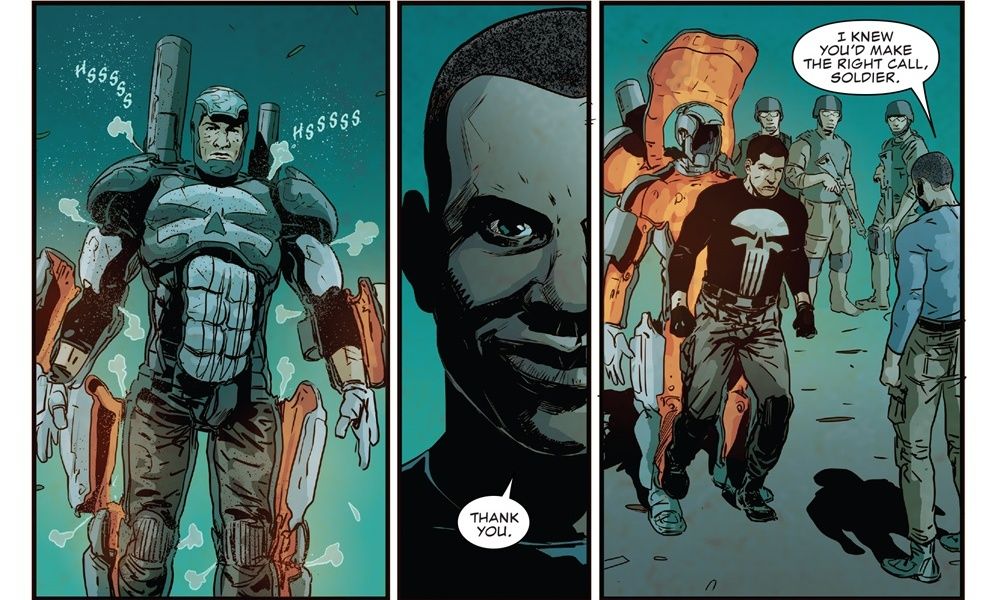 Punisher Frank Castle gives up the War Machine Armor