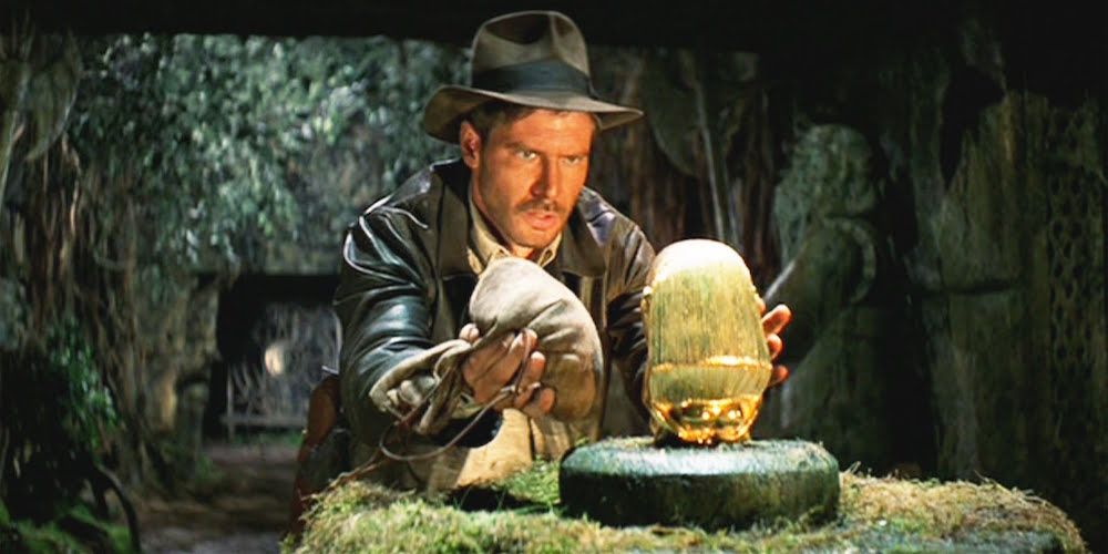 Indiana Jones secures his latest artefact in the opening scene from Raiders Of The Lost Ark.