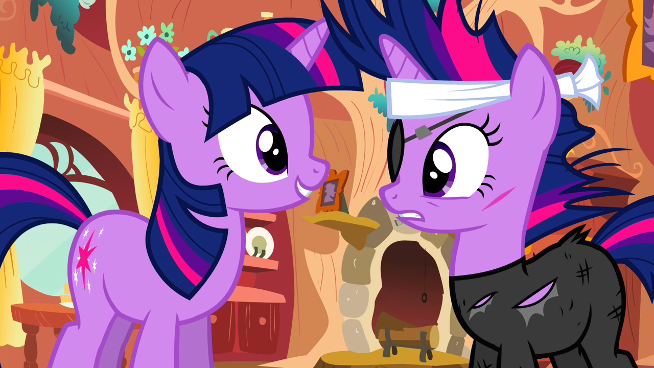 Future Twilight Sparkle talking to Present Twilight Sparkle in My Little Pony Friendship Is Magic