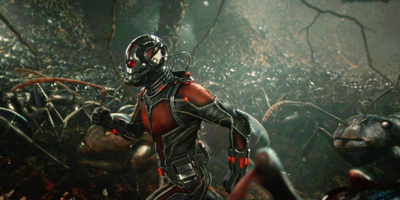Scott Lang as Ant-Man surrounded by ants