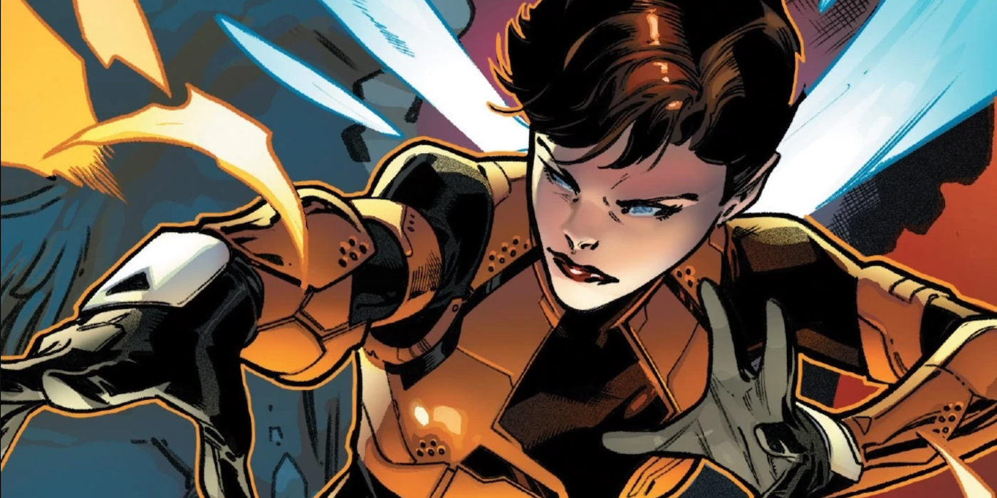 Janet Van Dyne as the Wasp, ready to attack in Marvel Comics