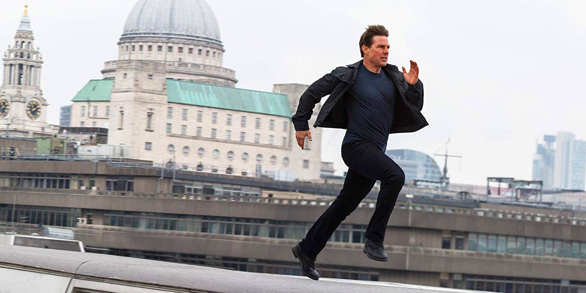Tom Cruise as Ethan Hunt running in Mission Impossible Fallout