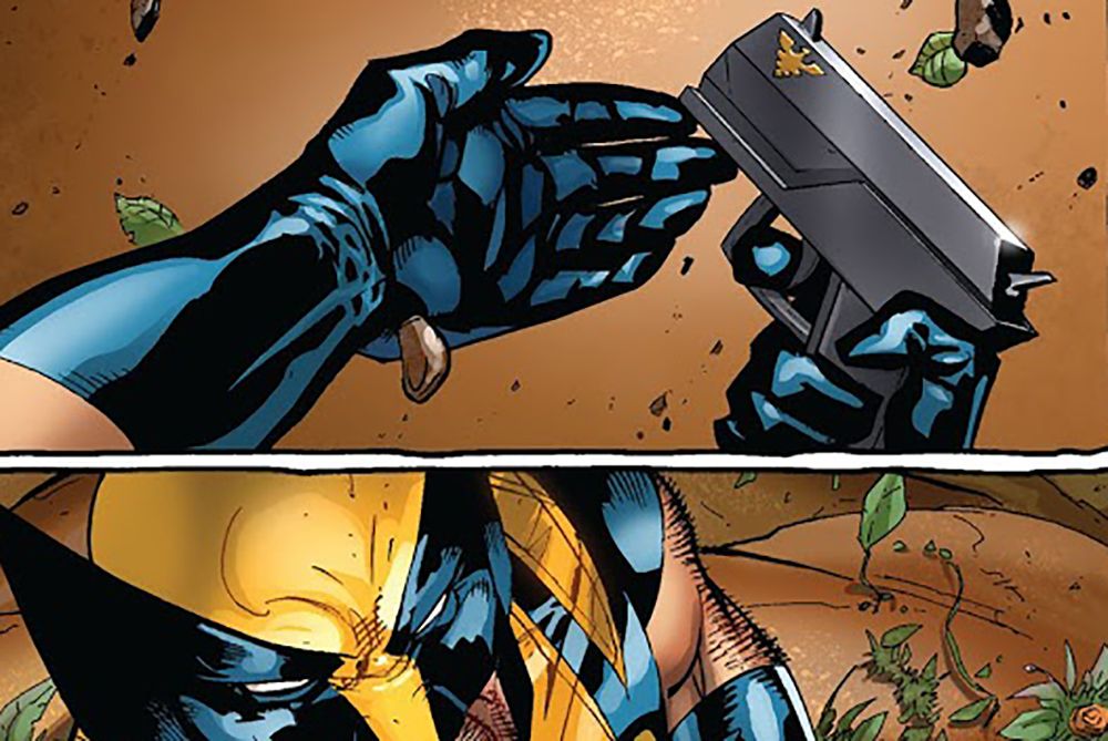 Wolverine holding the Phoenix gun