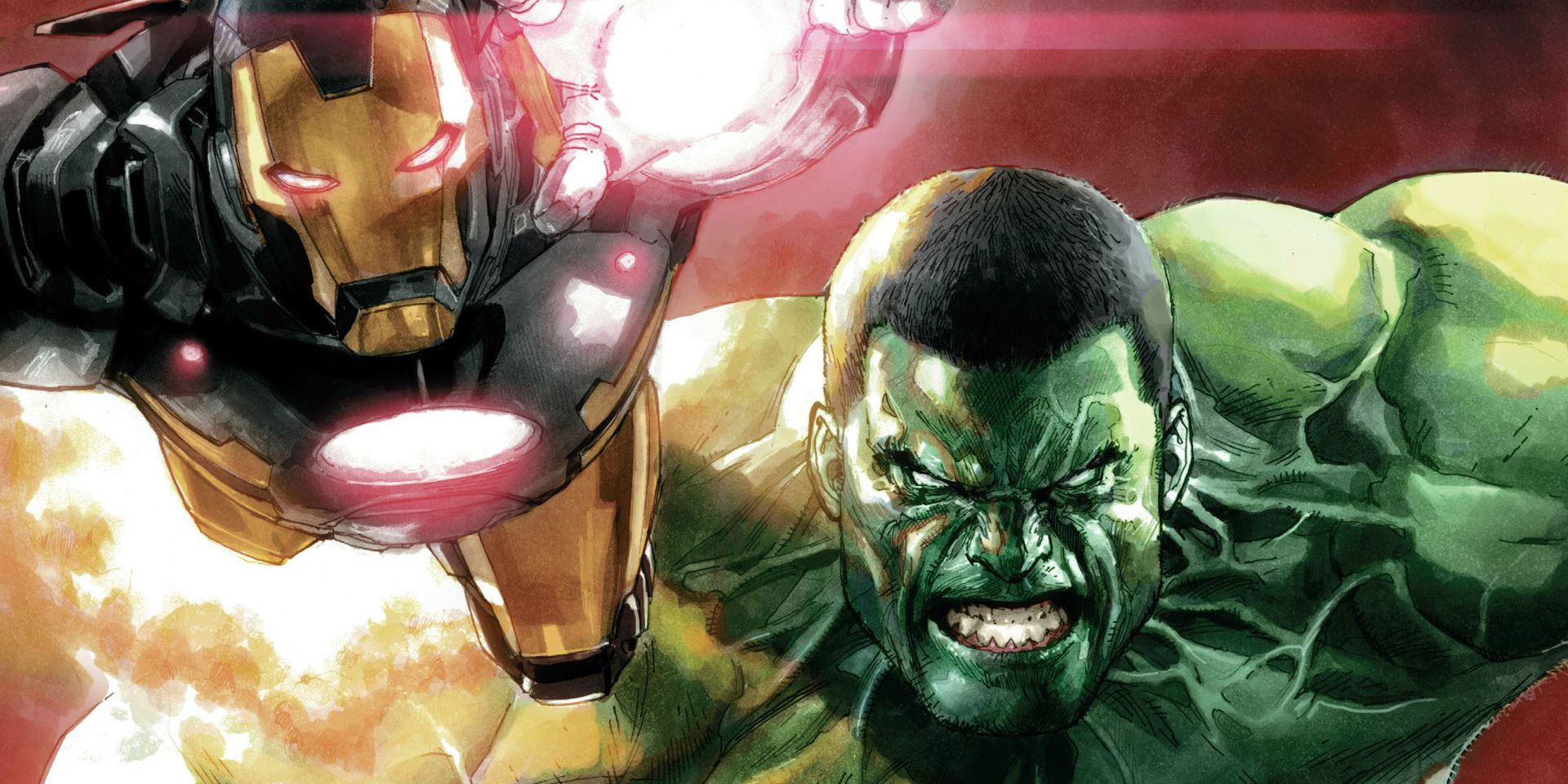 The Hulk chases down Iron Man in Marvel Comics