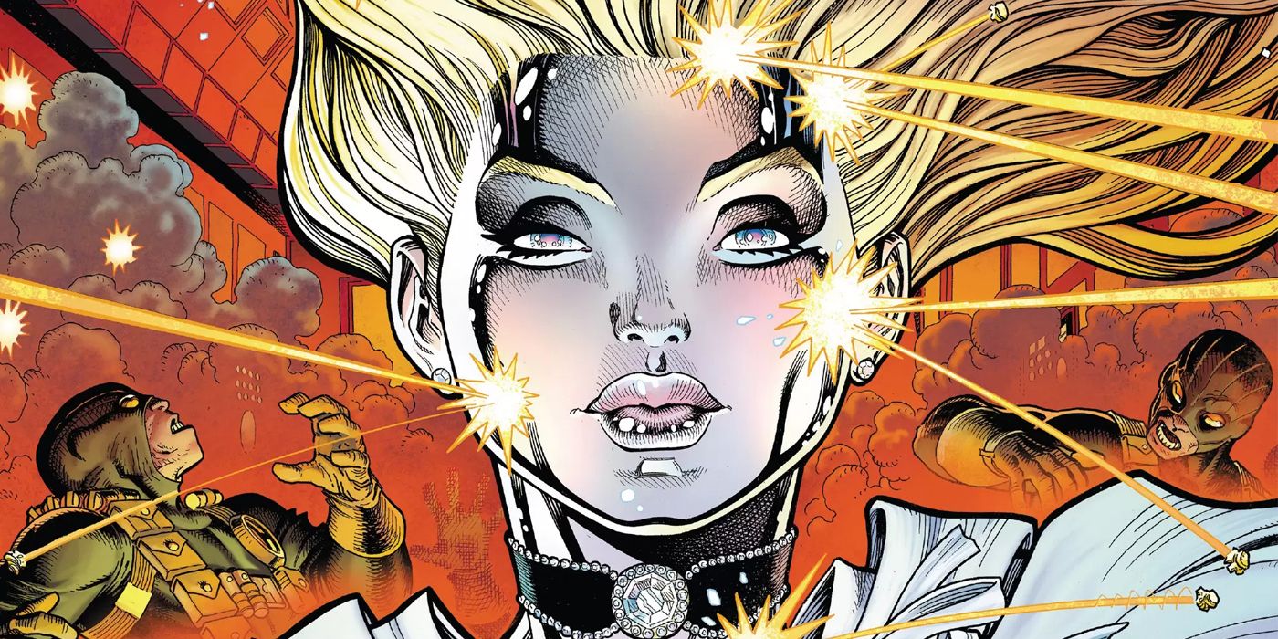 Bullets bounce off of Emma Frost's face while she's in diamond form