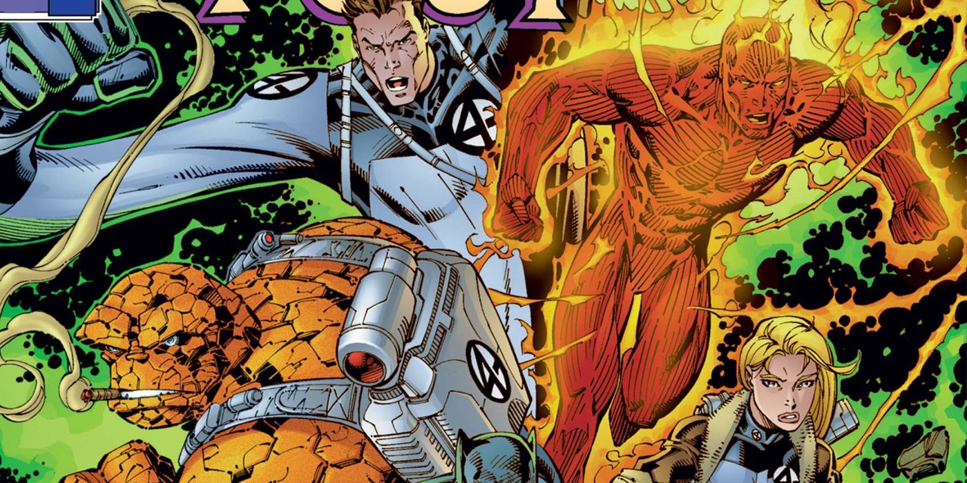 Heroes Reborn version of the Fantastic Four stand together