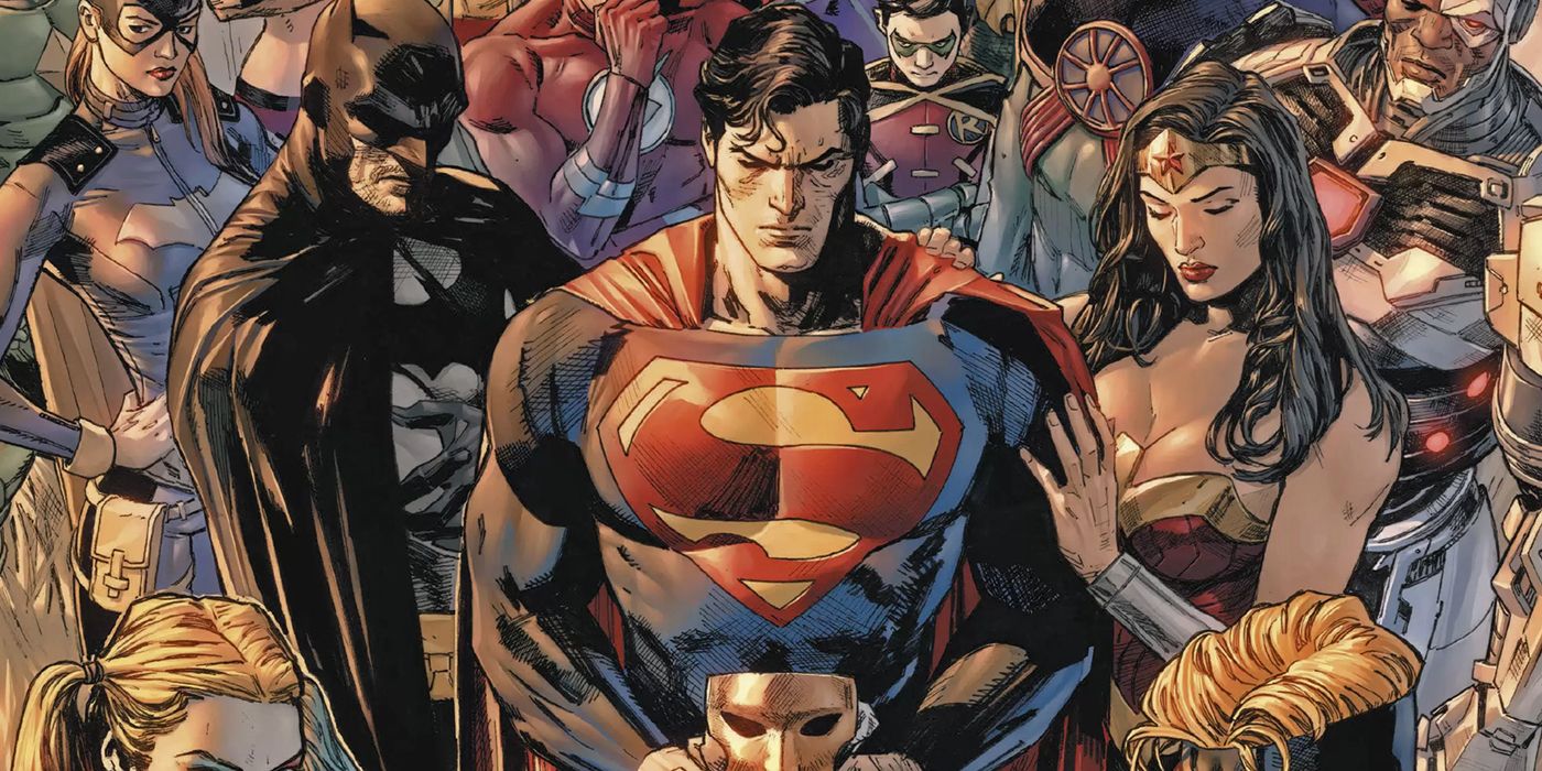 DC Comics Heroes in Crisis - The trinity and other heroes mourning.