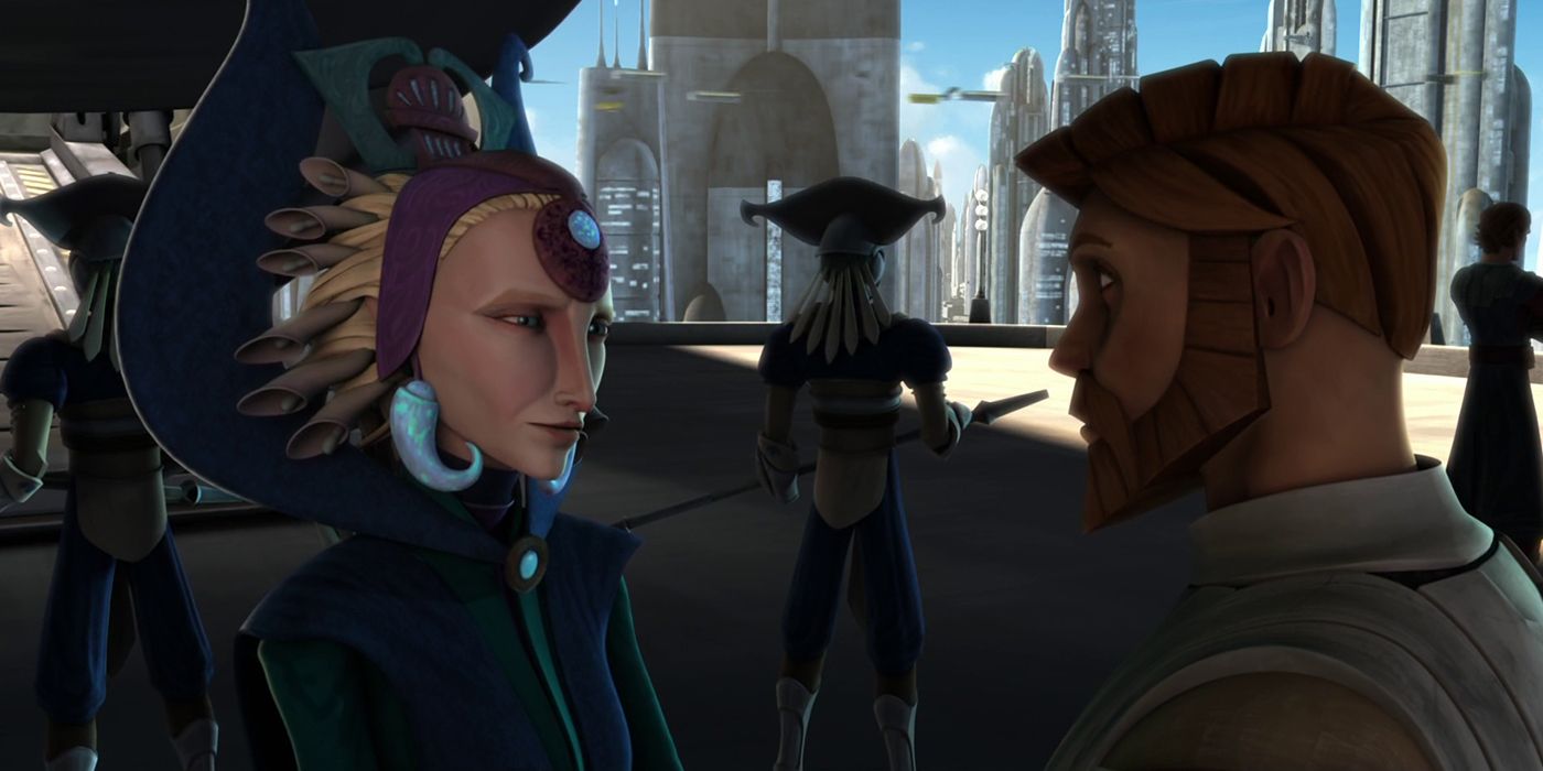 Obi-Wan and Satine reunite and she comments on his beard in The Clone Wars