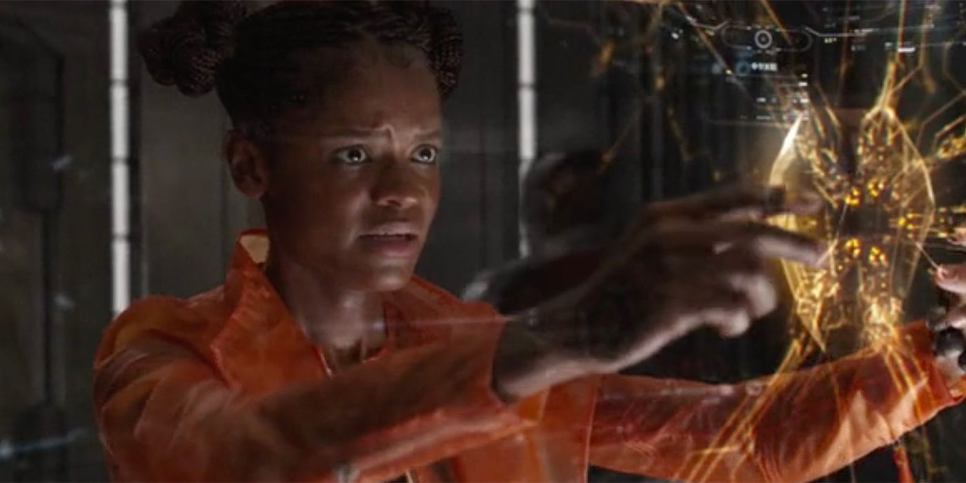 Shuri working on Vision and the mind stone in the MCU's Infinity Wars