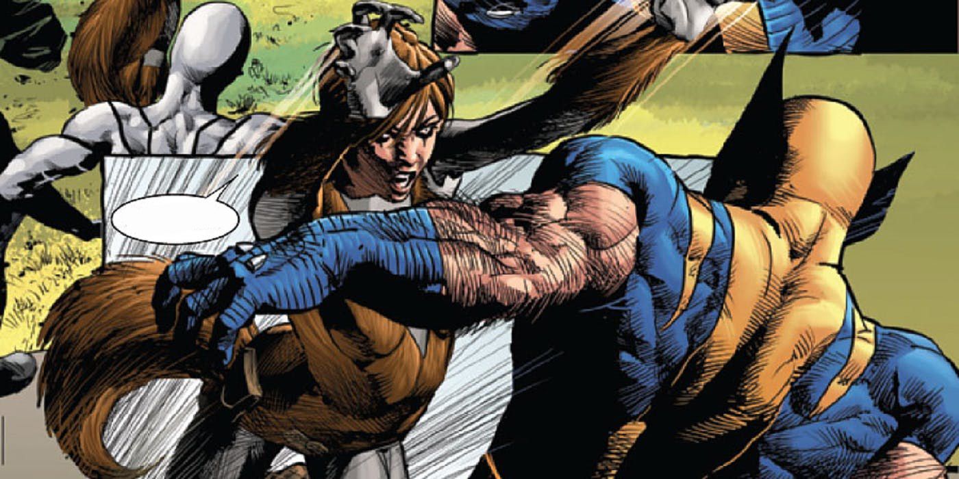Squirrel Girl lunges to attack Wolverine in Marvel Comics