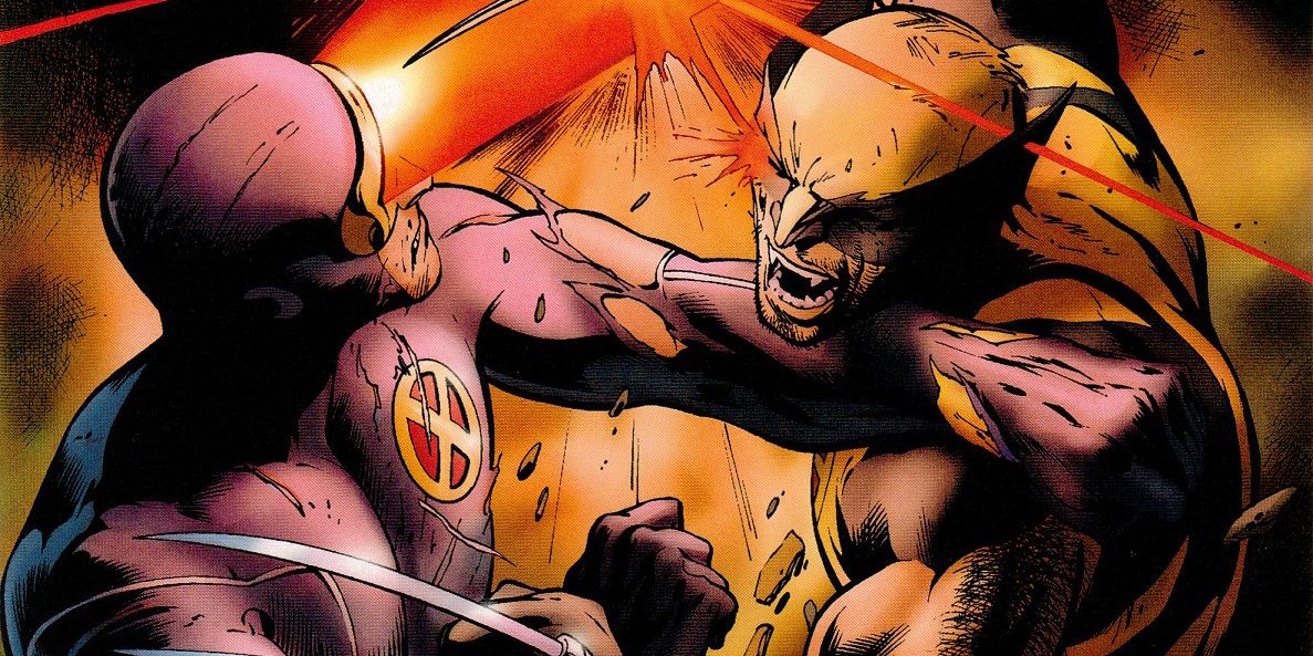 The X-Men Cyclops and Wolverine battl in Marvel's X-Men: Schism