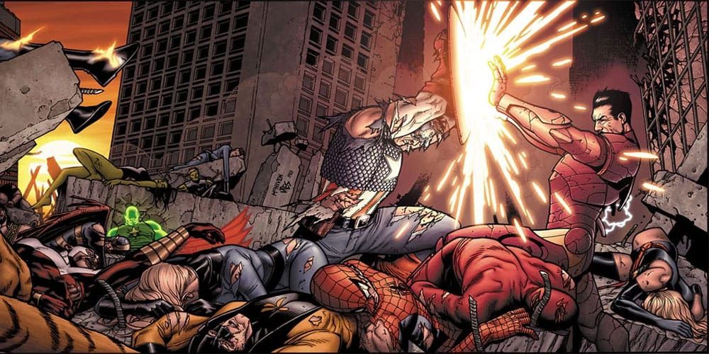 An image of Iron Man and Captain America fighting.
