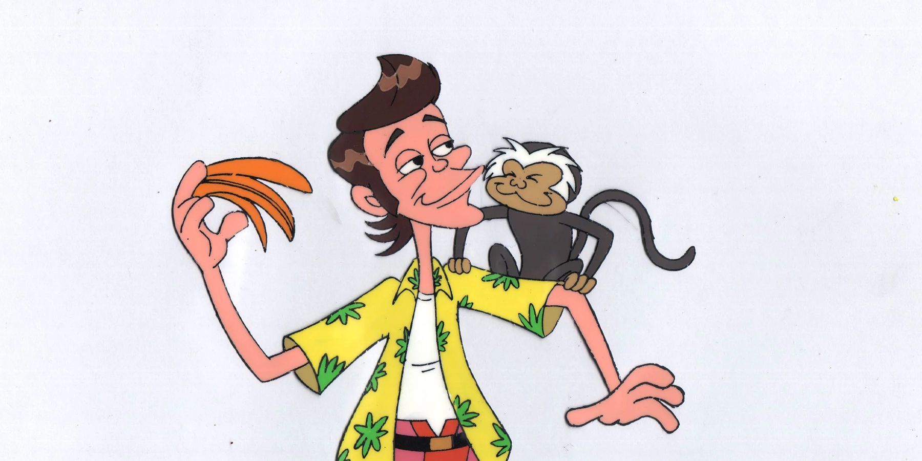 Ace Ventura with a monkey in the animated show