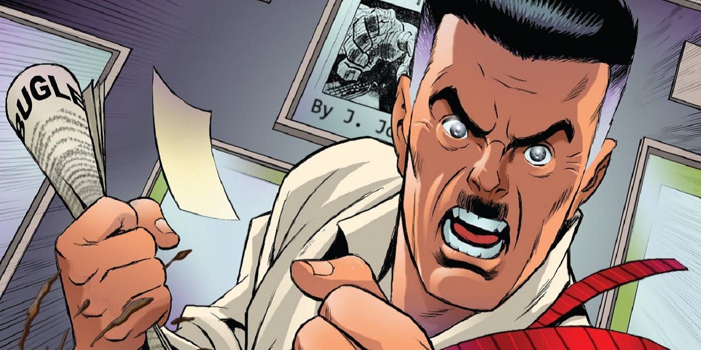 J. Jonah Jameson yelling with fury in Marvel Comics
