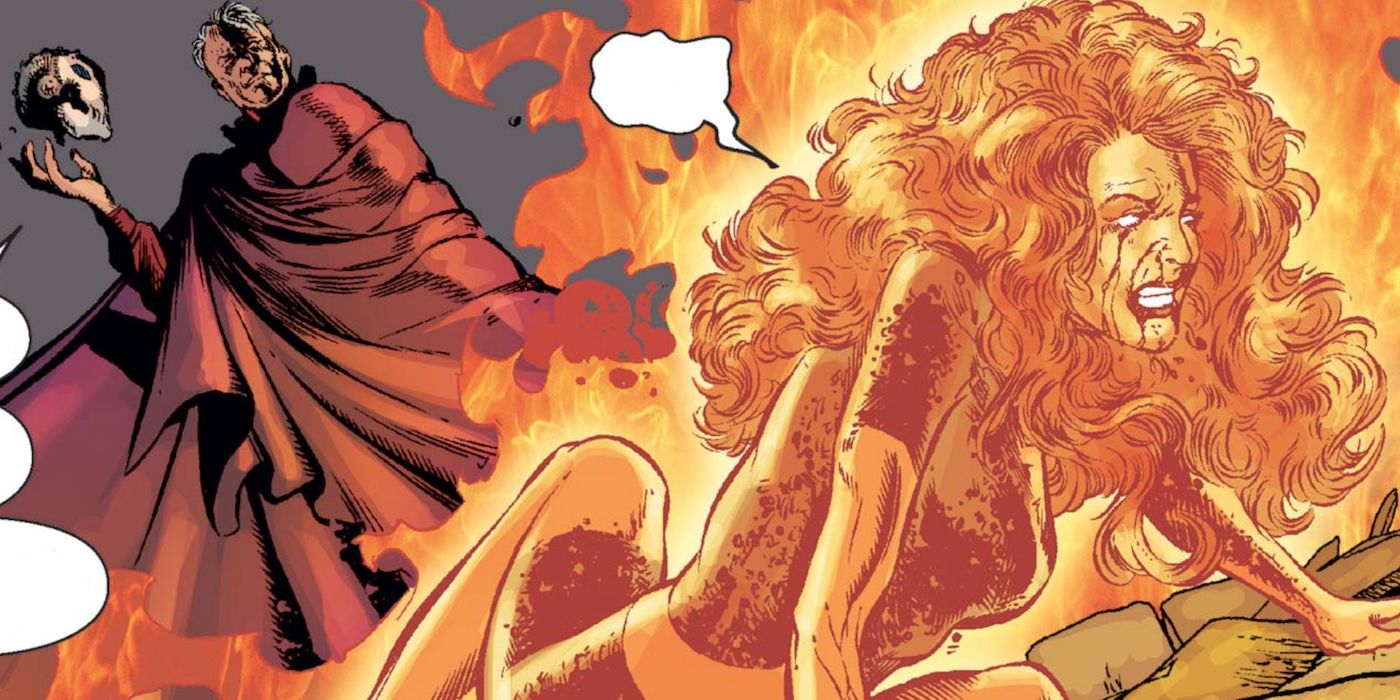 The Phoenix Force burns painfully inside Jean Grey in Marvel Comics.
