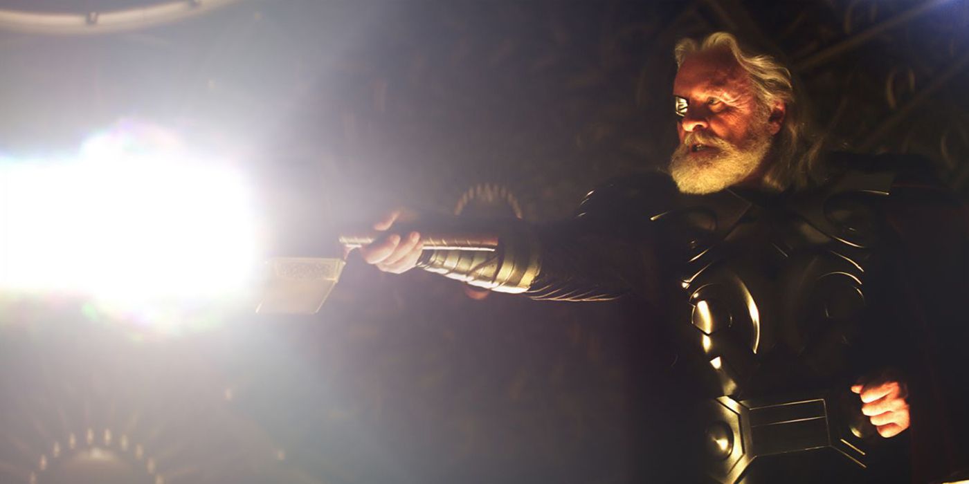 Odin with Mjolnir in the first Thor film