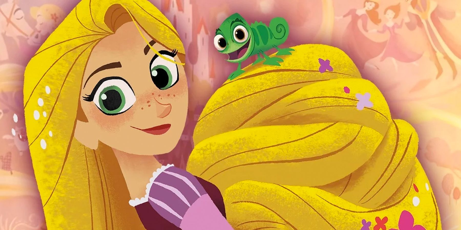 Rapunzel and Pascal smiling in Tangled the Animated Series.