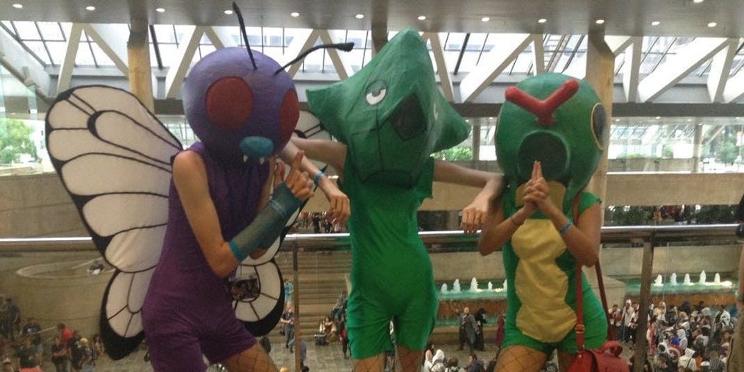 Butterfree, Metapod, and Caterpie cosplay