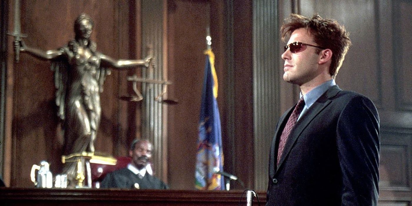 Ben Affleck's att Murdock in a courtroom in 2003's Daredevil