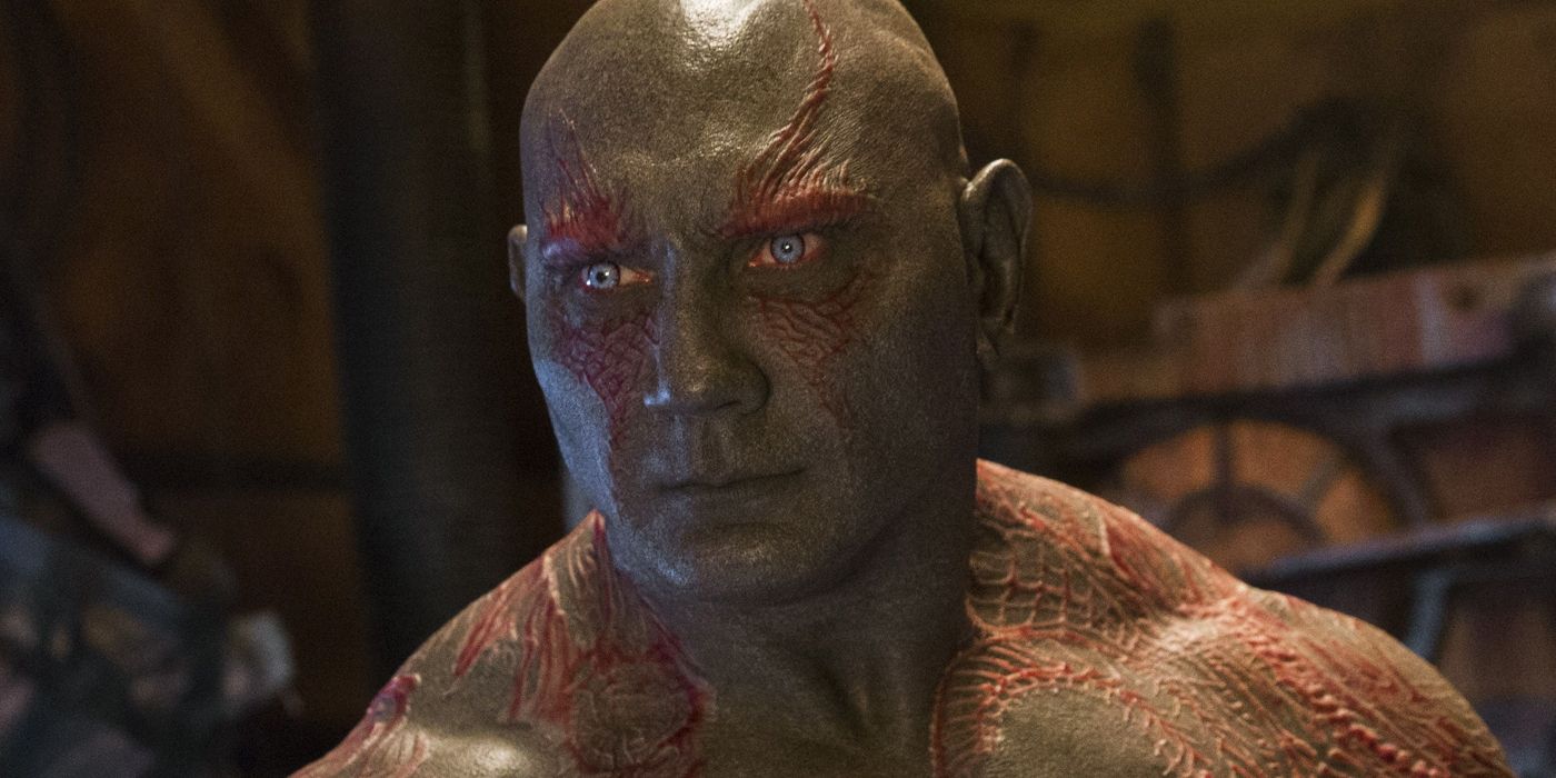 Drax Bautista as drax the destroyer in the MCU