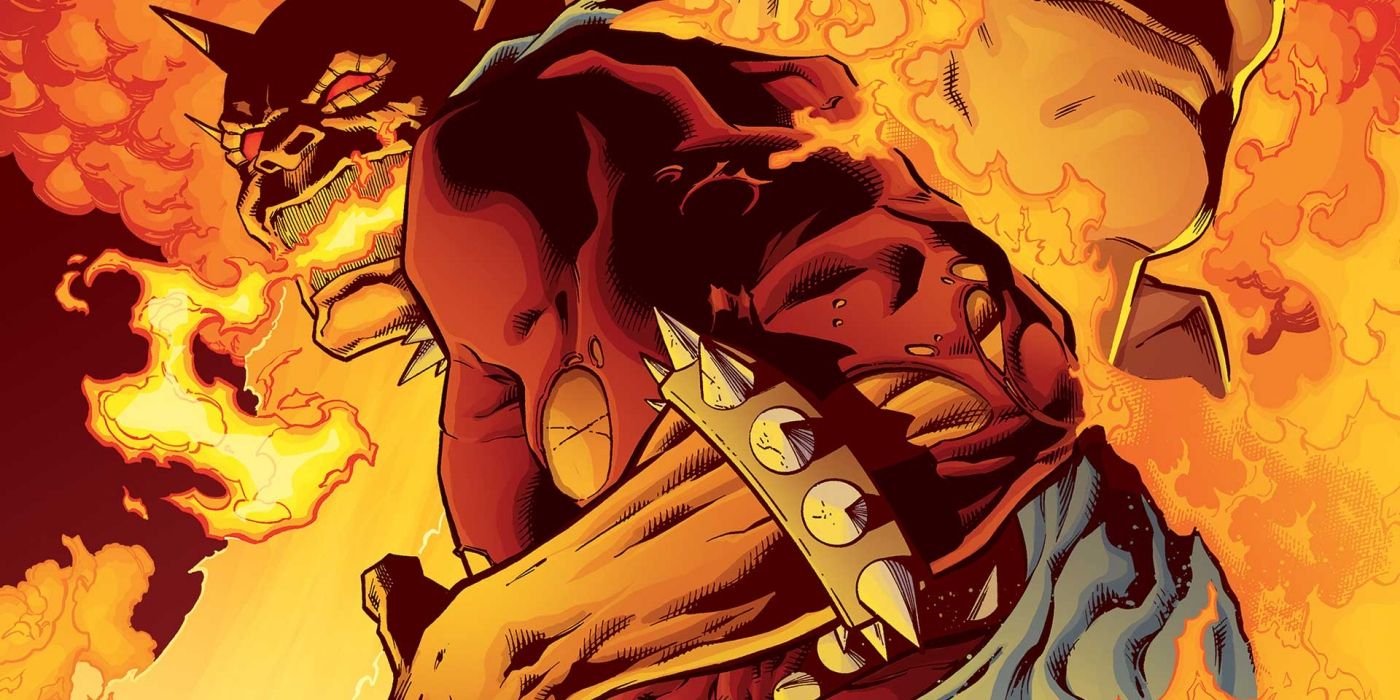 DC Comics' Etrigan the Demon breathing fire