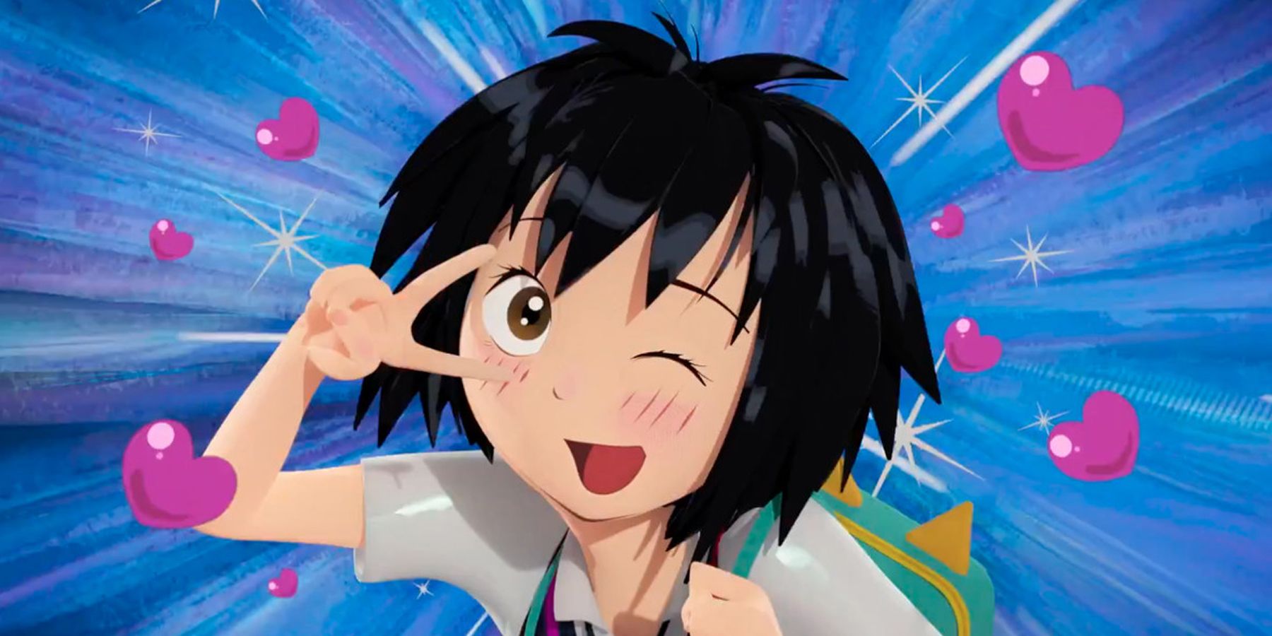 Peni Parker surrounded by an anime flourish in Into the Spider-Verse