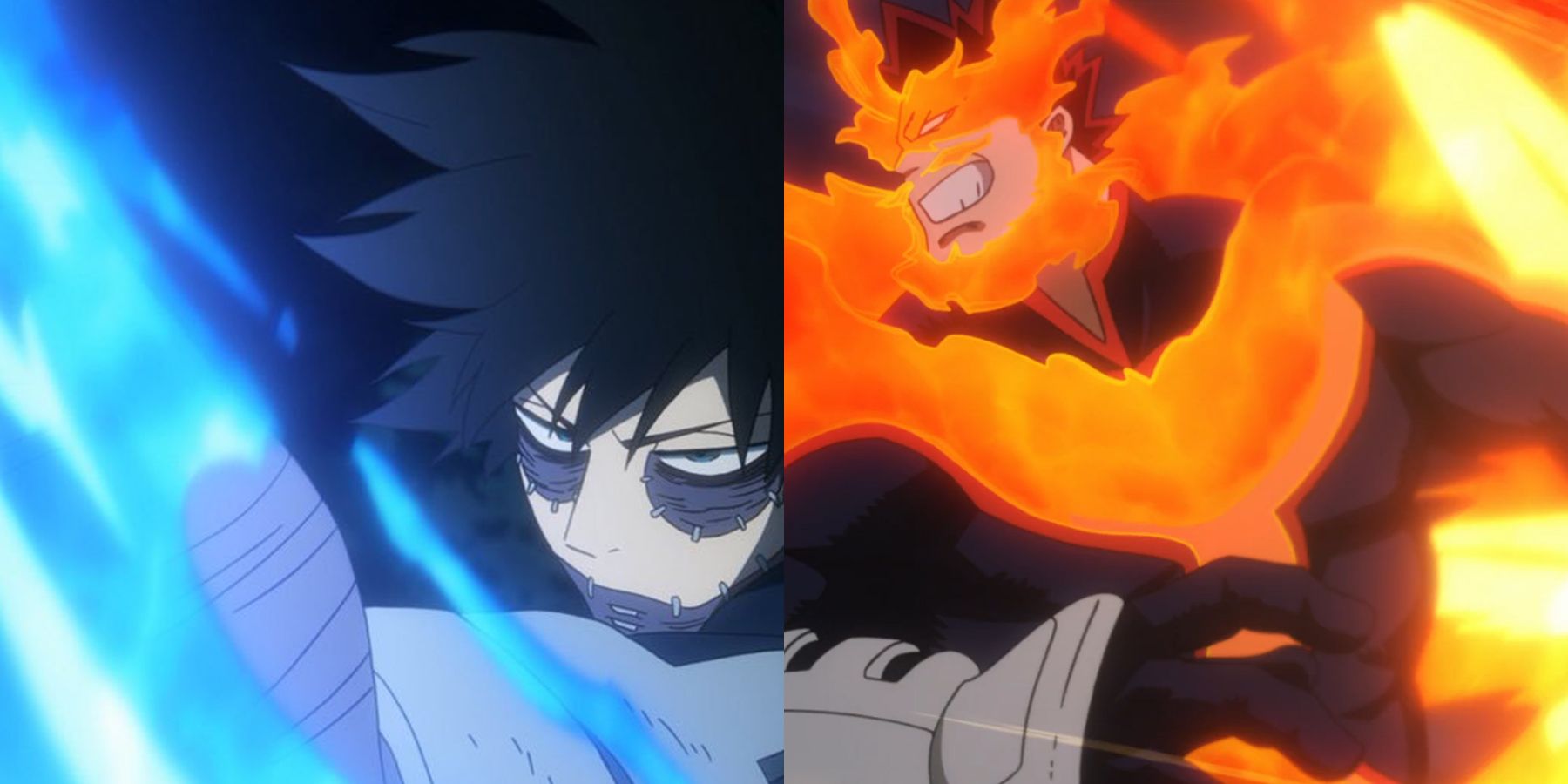 Endeavor and Dabi using their quirks side by side