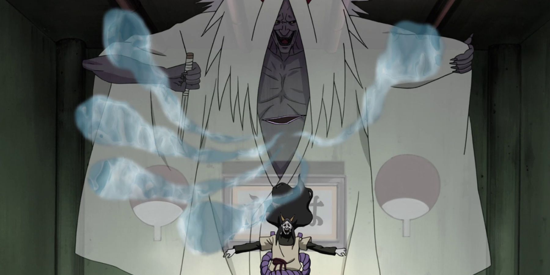 The Shinigami harvesting souls next to Orochimaru during the events of Naruto: Shippuden