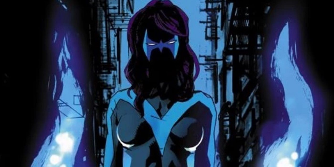 Cheyenne Freemont wears a version of Nightwing's costume