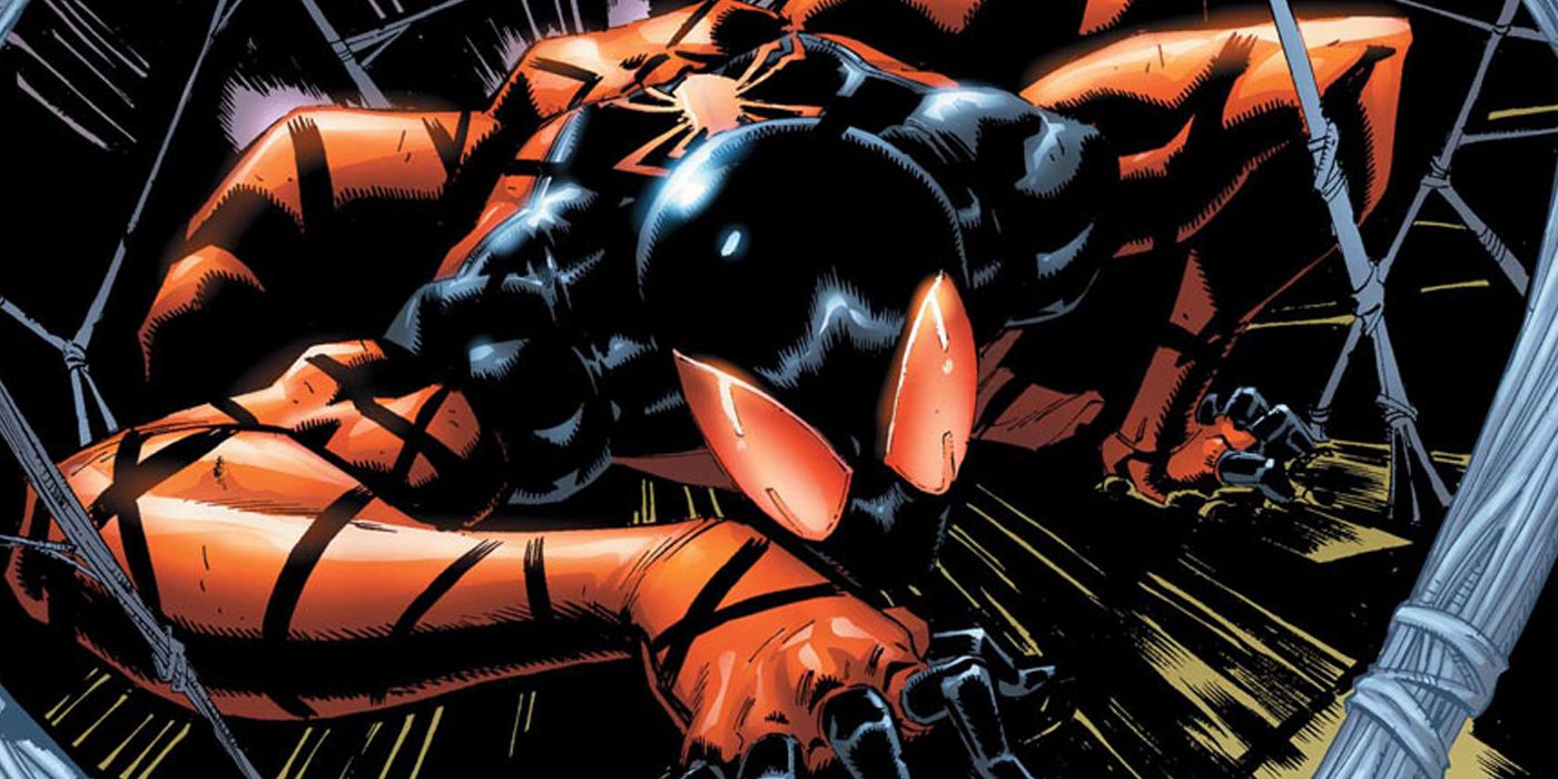 Kaine Parker in his Scarlet Spider costume
