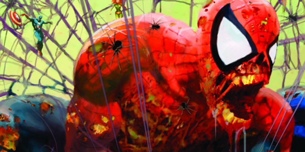 An undead Spider-Man in the Marvel Zombies universe