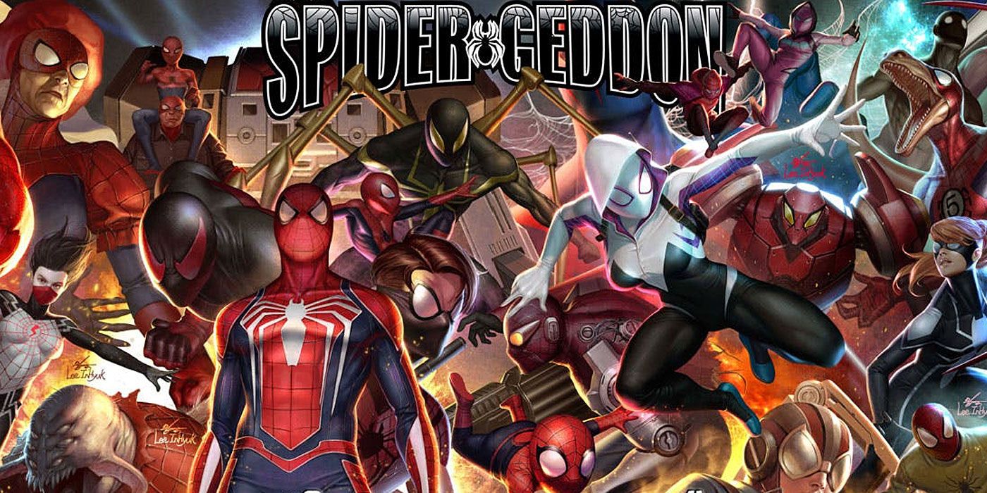 Spider-Geddon cover with the various characters.