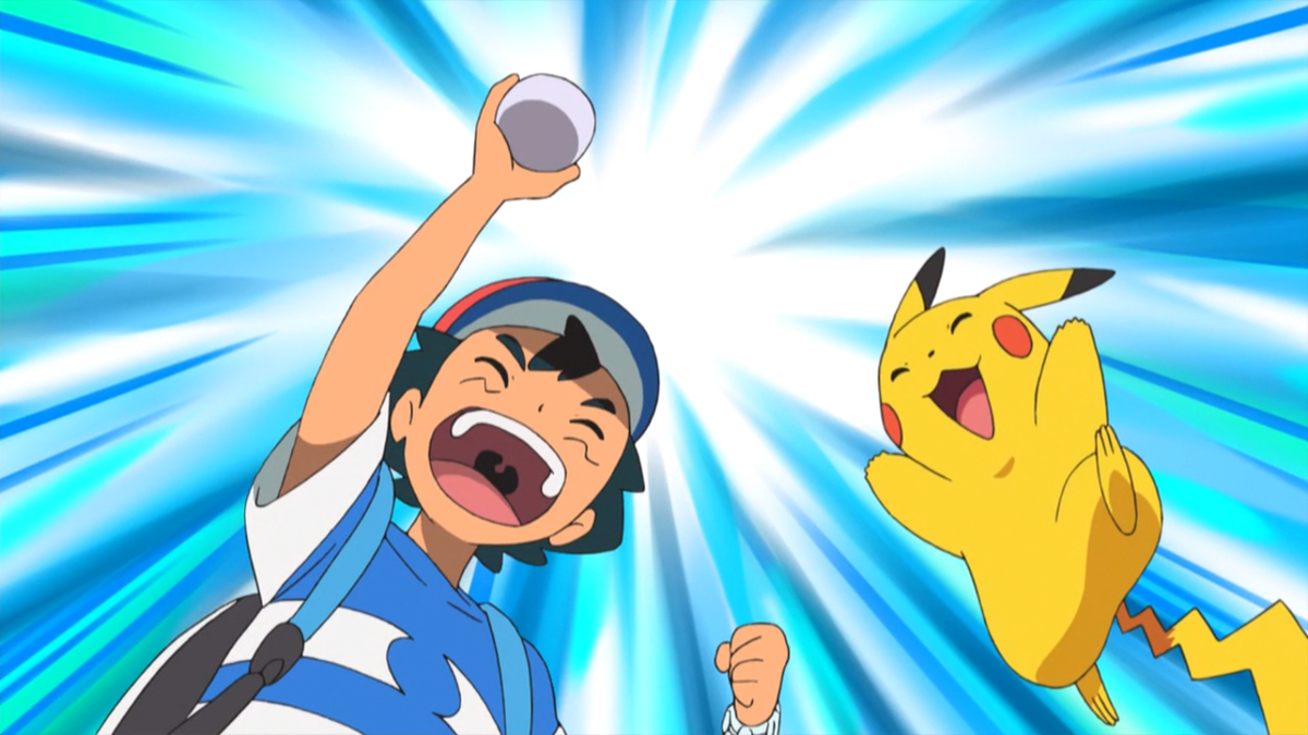 Ash catches a Pokemon