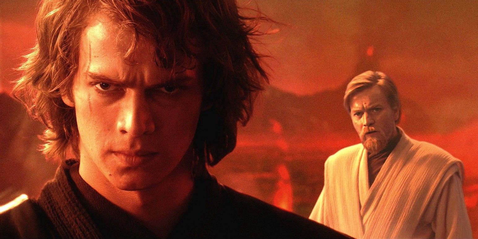 Anakin and Obi-Wan on Mustafar in Revenge of the Sith