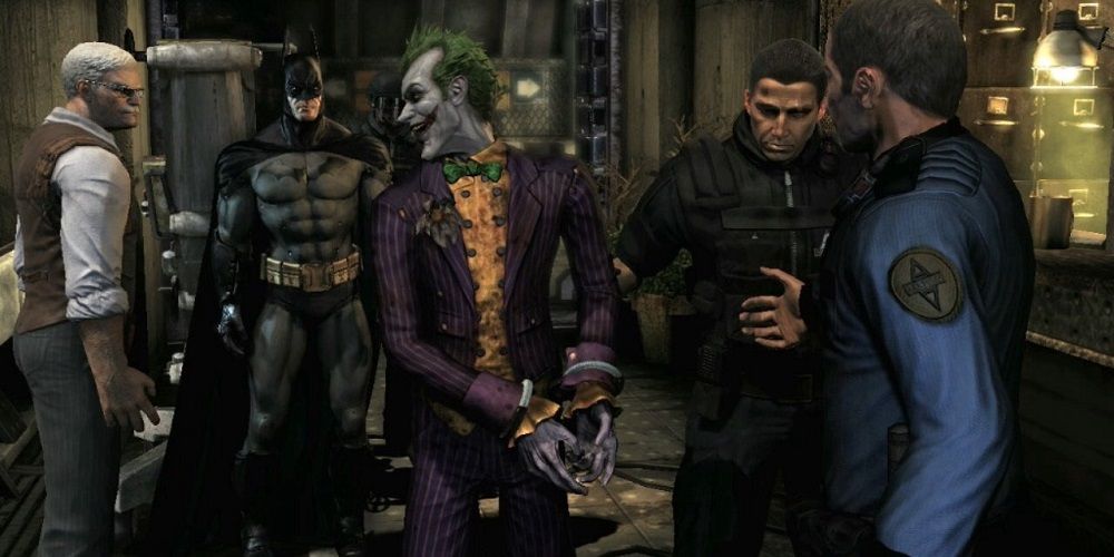 Batman, James Gordon and Joker in Batman Arkham Asylum