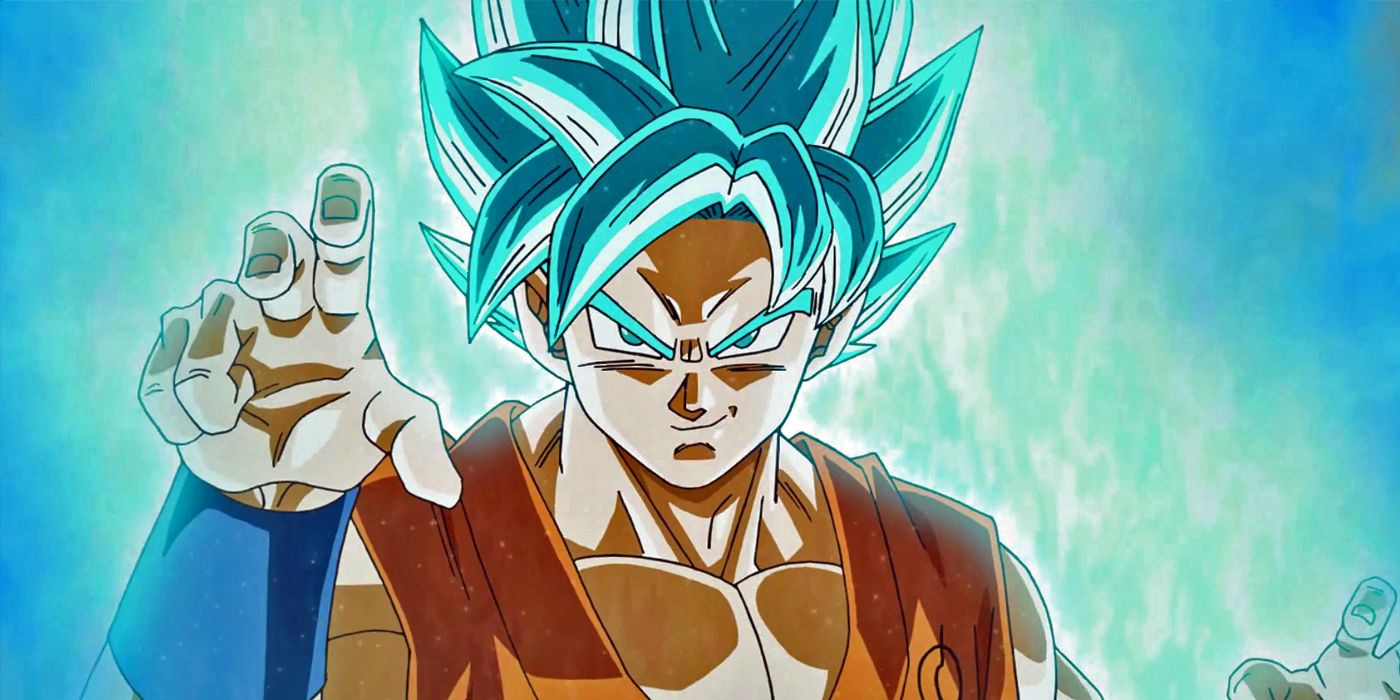 Goku being super saiyan blue in dragon ball super