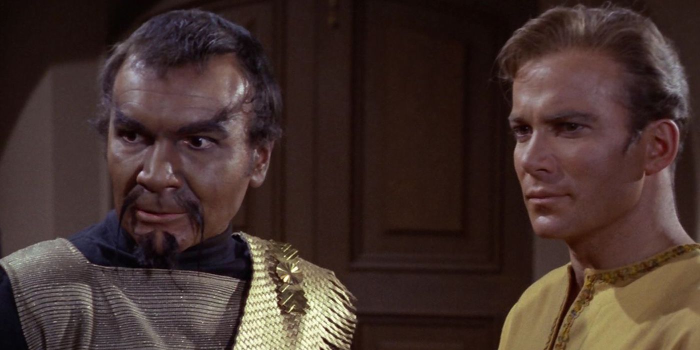 Kor (left) faces off with Kirk in "Errand of Mercy."