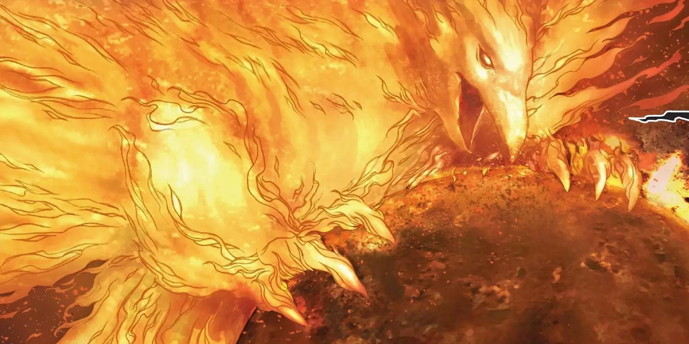 Phoenix Force grasping a planet in its claws