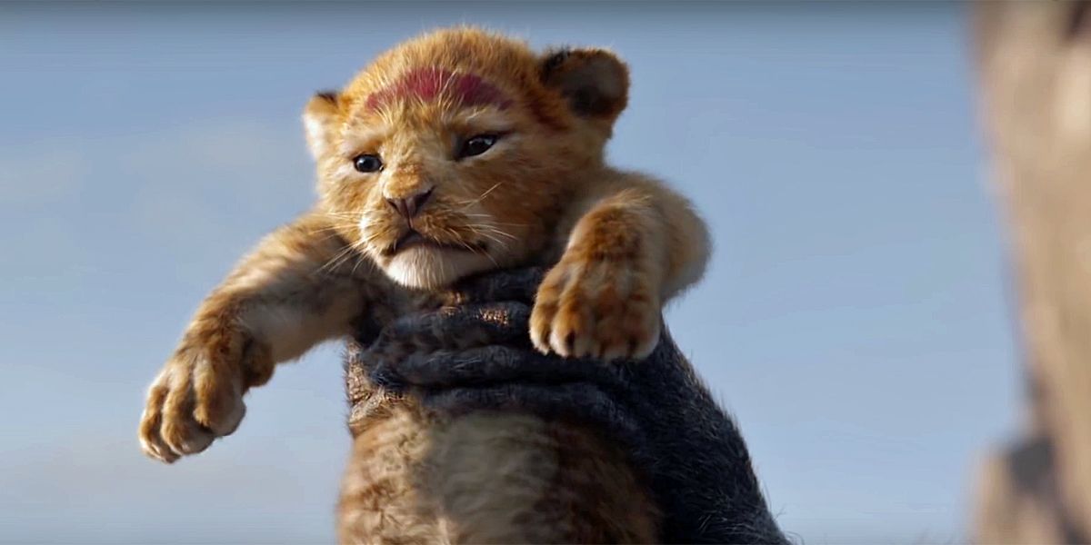 Rafiki holds up a baby Simba in The Lion King