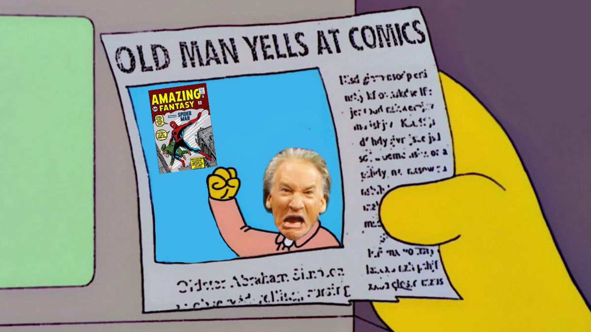 old man maher yells at comics simpsons