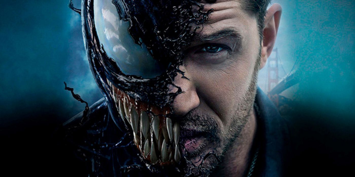 Venom and Eddie Brock (Tom Hardy) bond in the Venom movie.