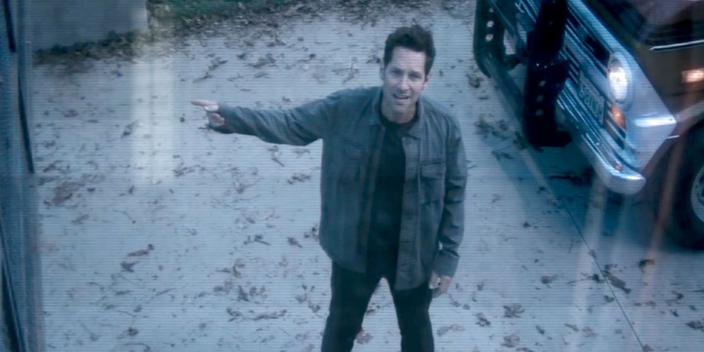 Scott Lang on the Avengers Mansion's surveillance camera in the MCU's Avengers: Endgame