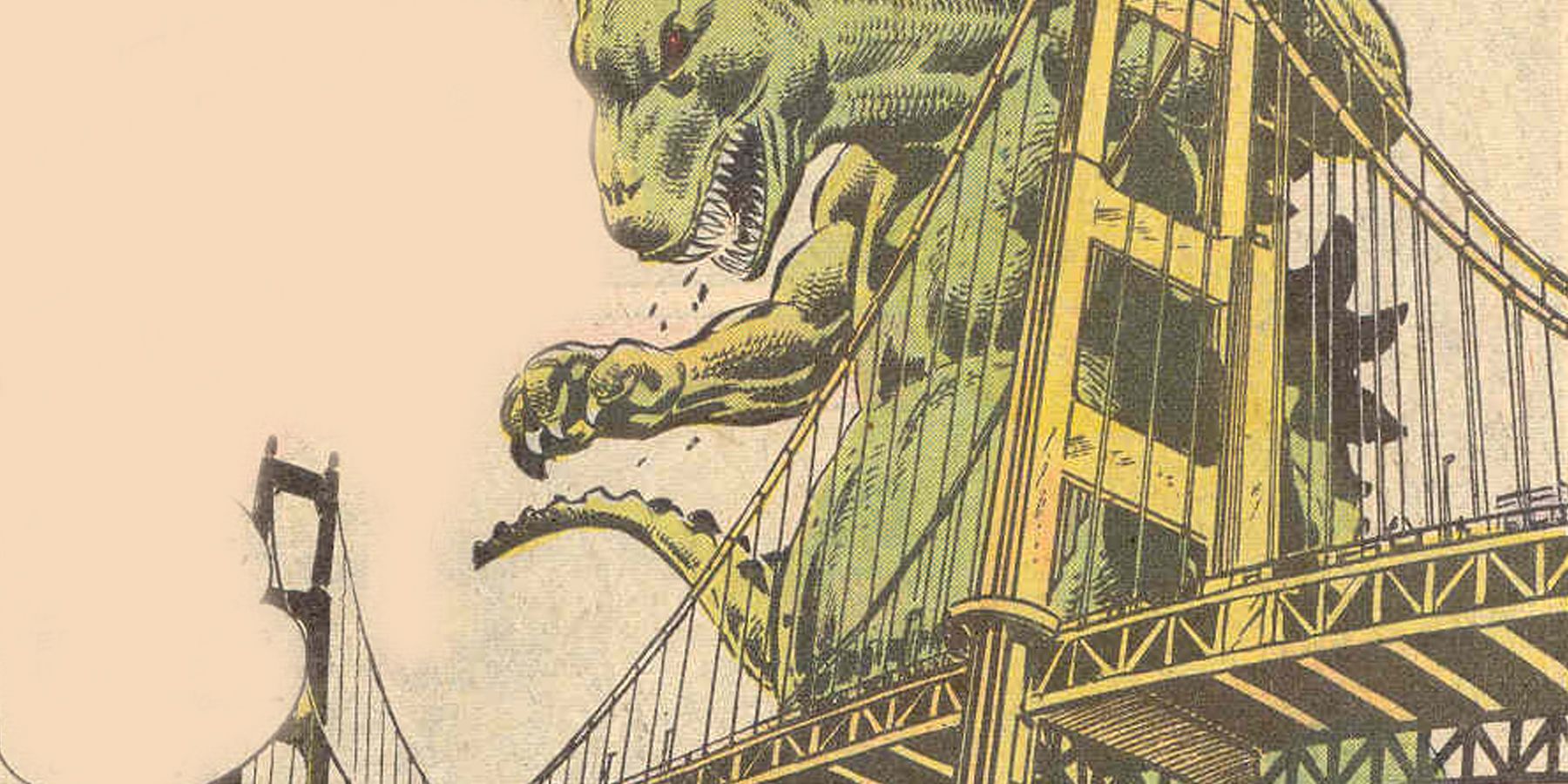 Godzilla attacking the GOlden Gate Bridge